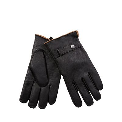 Black fleece lined leather gloves